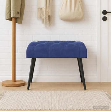 vidaXL Bank met knopen tufting Politieblauw 60 x 40 x 45 cm, Verzenden, Nieuw