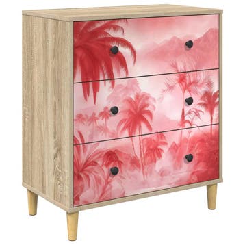 vidaXL Ladekast AACHEN Roze palmboom print 66 x 36,5 x 75 cm, Verzenden, Nieuw