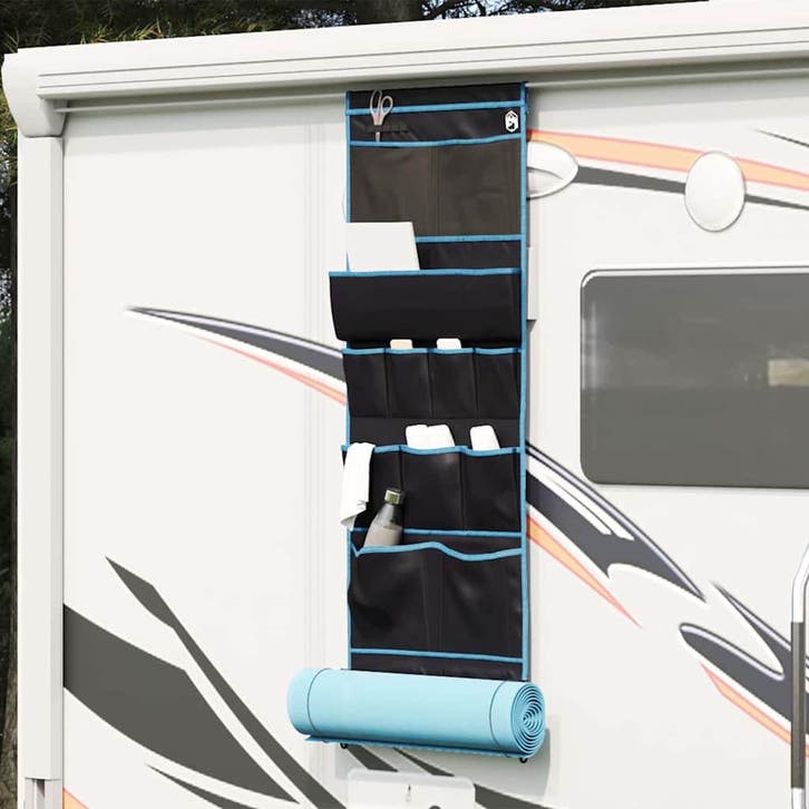 vidaXL Opbergzak met opslag Zwart en Blauw 161 x 58,5 cm, Caravanes & Camping, Accessoires de tente, Envoi