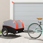 vidaXL Fietstrailer 45 kg ijzer zwart en oranje, Verzenden, Nieuw