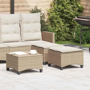 vidaXL Tuinkrukken met kussens 2 st 55x55x36 cm poly rattan, Verzenden, Nieuw