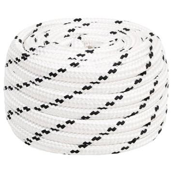 vidaXL Boottouw gevlochten 20 mmx50 m polyester wit, Verzenden