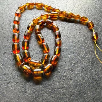 Tesbih gebed-rosenkrans kralen capsulevormig - Barnsteen -