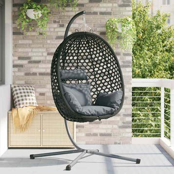 vidaXL Hangende ei-stoel poly rattan 104 x 100 x 191 cm, Verzenden