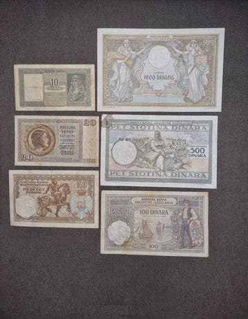 Montenegro. - Lot of 6 banknotes 1941 Italian occupation of