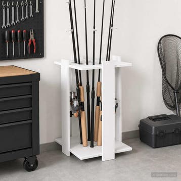 vidaXL Hengelhouder Bewerkt hout 42 x 43 x 60 cm Wit, Sport en Fitness, Biljarten en Poolen, Verzenden, Nieuw