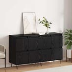vidaXL Dressoirs 2 pcs Zwart eiken, Huis en Inrichting, Kasten | Dressoirs, Verzenden, Nieuw