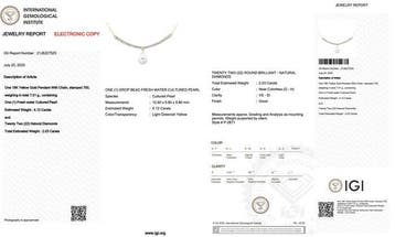 Halsketting - 18 karaat Geel goud - 6.15ct. tw. Parel -