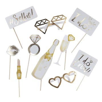 Gouden Bruiloft Photobooth Props 10st, Hobby en Vrije tijd, Verzenden, Nieuw