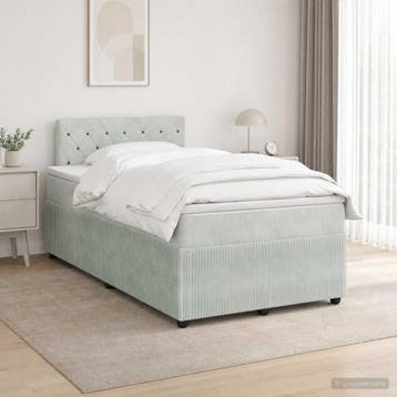 vidaXL Boxspringbed met matras Lichtgrijs 120 x 190 cm, Maison & Meubles, Verzenden