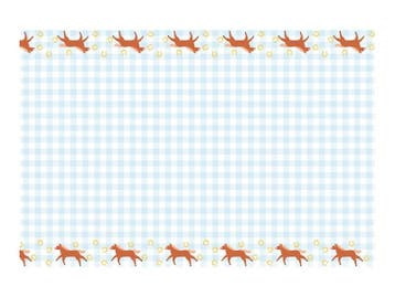 Paper Tablecloth Checkered with Horses, mix, 180x120 cm, Verzenden, Nieuw