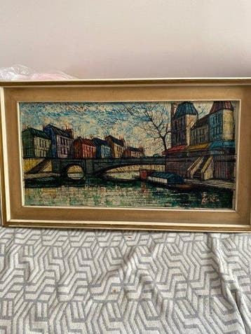 Franse school (XX) - Paris Cityscape with Seine River Bridge