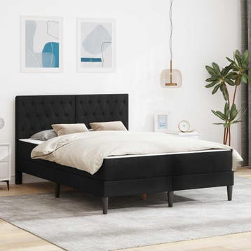 vidaXL Bedframe met matras met hoofdeinde Zwart 140 x 190 cm, Huis en Inrichting, Slaapkamer | Matrassen en Bedbodems, Verzenden