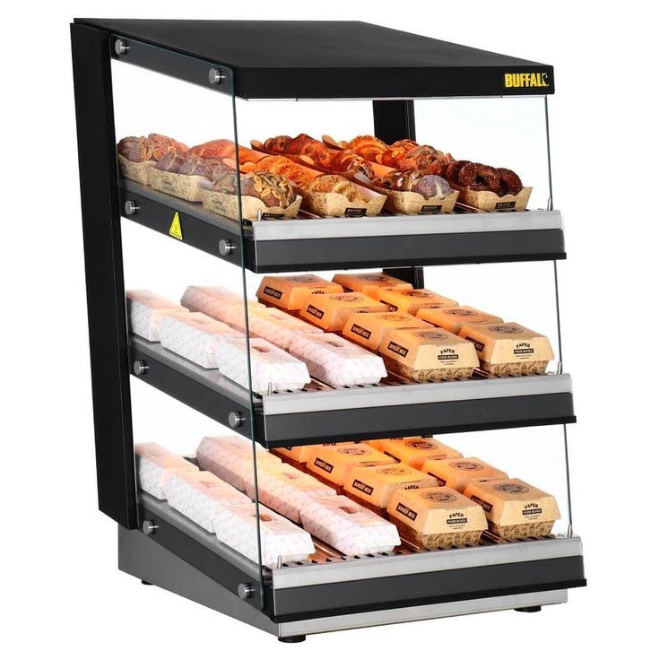 Burger Warmhoudvitrine | Zwart | 30°C/90°C | Statisch | 3, Zakelijke goederen, Horeca | Keukenapparatuur, Nieuw in verpakking