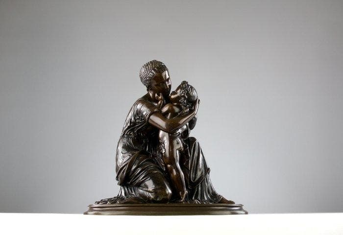 Moreau - sculptuur, Allegory of Love - 25 cm - Gepatineerd, Antiquités & Art, Antiquités | Céramique & Poterie