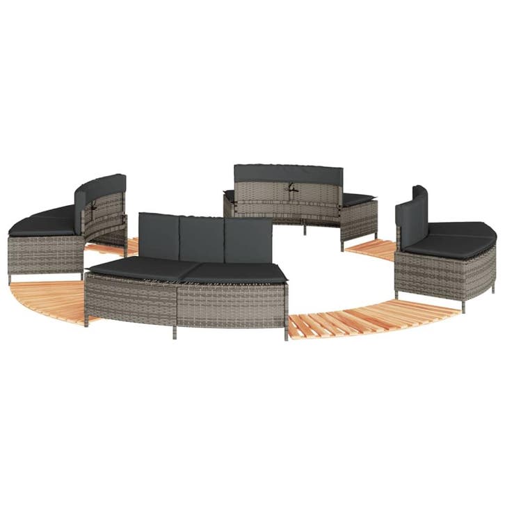 vidaXL Hottub-ombouw poly rattan massief acaciahout grijs, Jardin & Terrasse, Piscines, Envoi