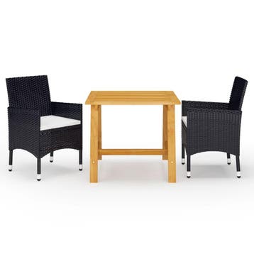 vidaXL 3-delige Tuinset zwart, Verzenden, Nieuw, Tuinset