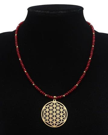 Rubis - Ketting Heilige Levensbloem: Harmonie & Vitale