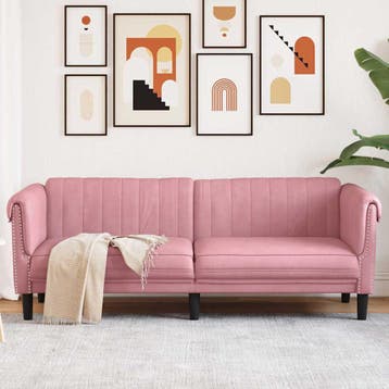 vidaXL Driezitsbank / zetel fluweel roze, Verzenden, Nieuw