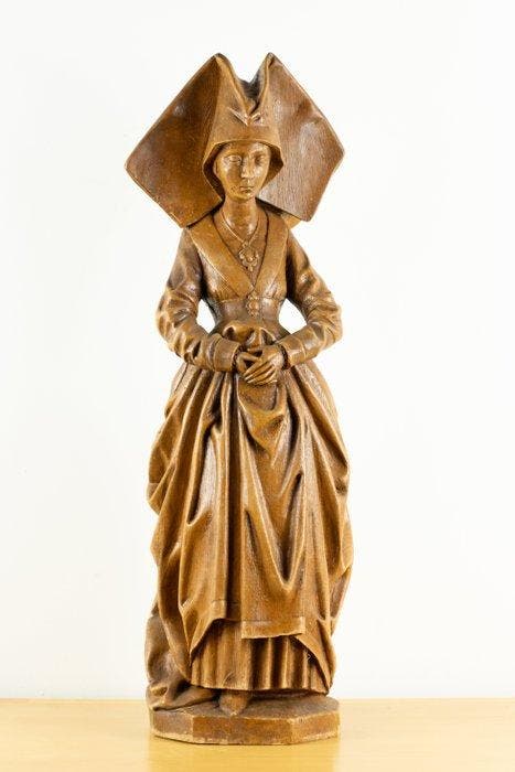 sculptuur, Vrouw in Bretonse klederdracht - 60 cm - Hout -, Antiek en Kunst, Curiosa en Brocante