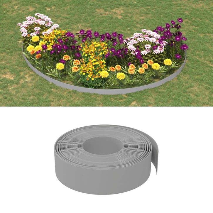 vidaXL Tuinranden 2 st 10 m 15 cm polyetheen grijs, Jardin & Terrasse, Traverses & Bordures, Envoi