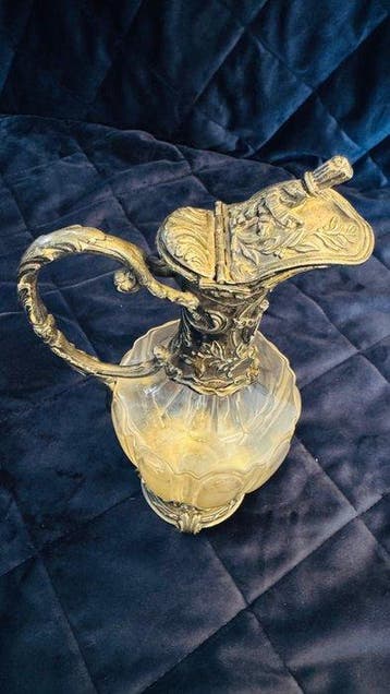 Victor Saglier - Cruche - Verre, Plaqué(e) argent