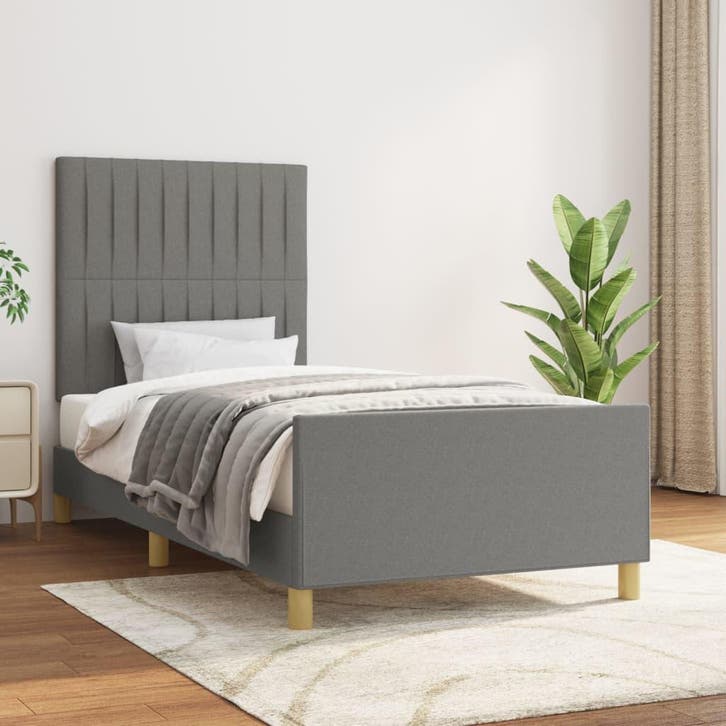 vidaXL Bedframe zonder matras 80x200 cm stof donkergrijs, Maison & Meubles, Chambre à coucher | Lits, Envoi