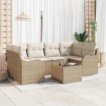 vidaXL Tuinbank Set Beige 55 x 55 x 37 cm poly rattan, Verzenden