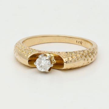 Bague - 14 carats Or jaune Diamant (Naturelle), Bijoux, Sacs & Beauté