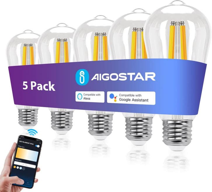 E27 LED lamp - Dimbaar - Filament lamp - 6W - 5 stuks - Aigo, Huis en Inrichting, Lampen | Losse lampen, Nieuw, Verzenden