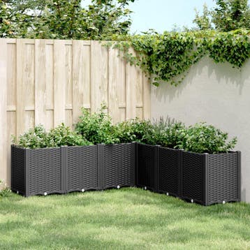 vidaXL Plantenbak 160x160x53 cm polypropeen zwart, Verzenden, Nieuw