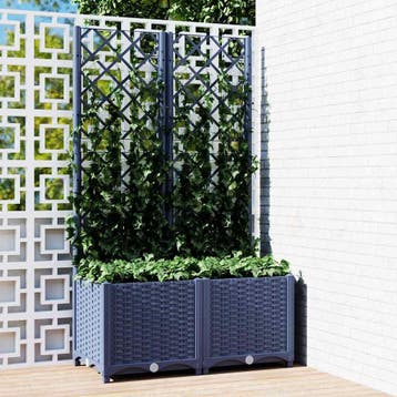 vidaXL Plantenbak met trellis blauwgrijs 80x40x136 cm PP, Verzenden