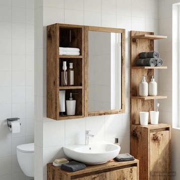 vidaXL Badkamer wandkast Oudhout 20 x 16 x 62,5 cm, Verzenden