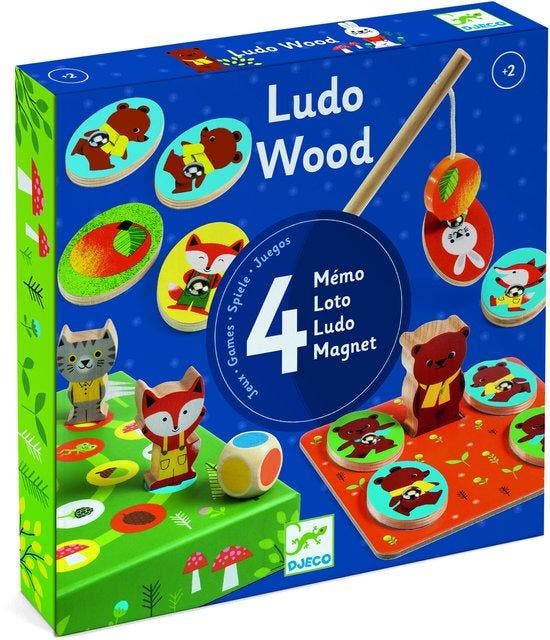 Djeco Ludo Wood gezelschapsspellen +2jr (Binnenspeelgoed), Kinderen en Baby's, Speelgoed | Kinderpuzzels, Nieuw, Verzenden