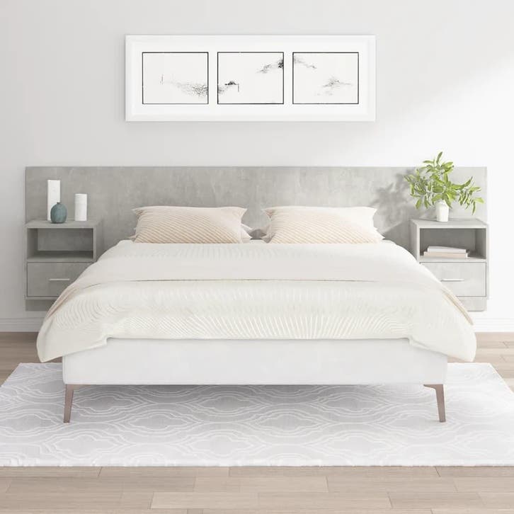 vidaXL Hoofdbord met kastjes bewerkt hout betongrijs, Maison & Meubles, Chambre à coucher | Lits, Envoi