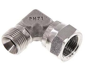 G 1/2'' M/F RVS L-Fitting 90graden 300 Bar - Hydrauliek, Verzenden