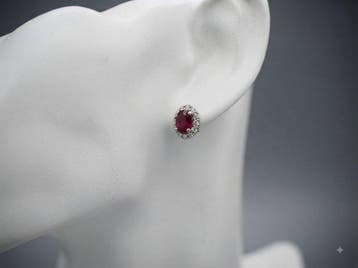 Zonder minimumprijs - Oorbellen Zilver - 2.40ct. tw. Robijn, Nieuw