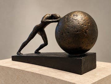 Sculpture, „Heavy Ball“ - Handgemaakt - 21.5 cm - Résine