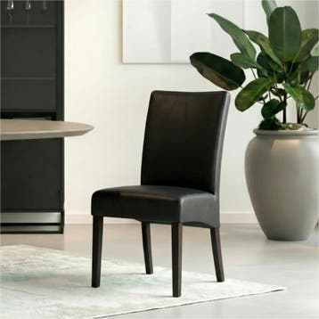 Leren eetkamerstoel Just - Hermes Nero (zwart) - Poten hout, Bohemian, Eigentijds, Klassiek, Retro, Romantisch, Scandinavisch