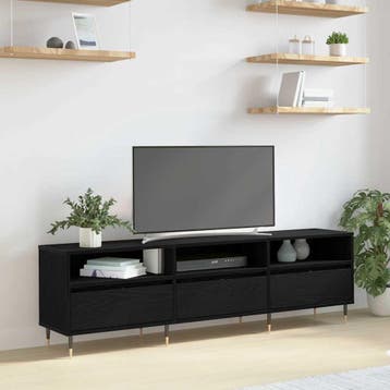 vidaXL TV Kast 150 x 30 x 45 cm Zwart Eiken Bewerkt hout, Huis en Inrichting, Verzenden, Nieuw