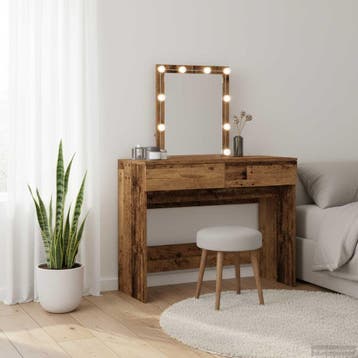 vidaXL Kaptafel met lade Oudhout 100 x 40 x 130 cm Bewerkt, Huis en Inrichting, Verzenden, Nieuw