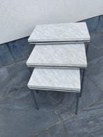 Set bijzettafels - Chroom, Hout - Drie vintage, Antiek en Kunst