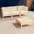 vidaXL 4-delige Loungeset met crèmekleurige kussens, Tuin en Terras, Verzenden, Nieuw, Loungeset