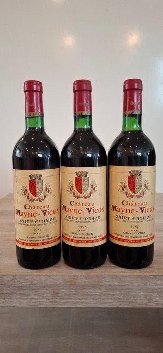 1982 Château Mayne-Vieux - Saint-Émilion - 3 Bouteilles, Nieuw
