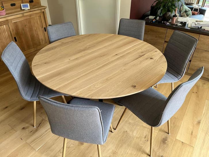 Ronde Tafels Massief Eiken Beste Kwaliteit en Prijs BE en NL, Huis en Inrichting, Tafels | Eettafels, 100 tot 150 cm, 100 tot 150 cm