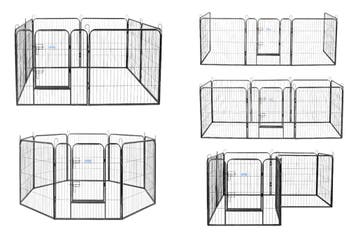 Lendo Online Hondenren 8 Panelen 80x80cm Antraciet Staal, Dieren en Toebehoren, Verzenden, Nieuw