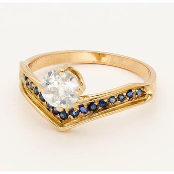 Bague - 18 carats Or jaune Diamant (Naturelle) - Saffier -, Handtassen en Accessoires, Ringen, Nieuw