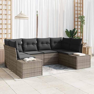 vidaXL Tuinbank Set 6 st 6-Aantal zitplaatsen Grijs Poly, Verzenden, Nieuw