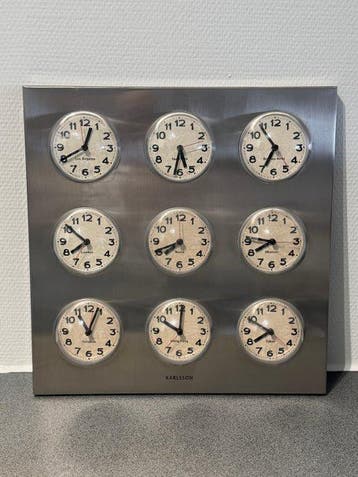 Wereldklok - Karlsson - Iconic 9 Time Zone Bubble World