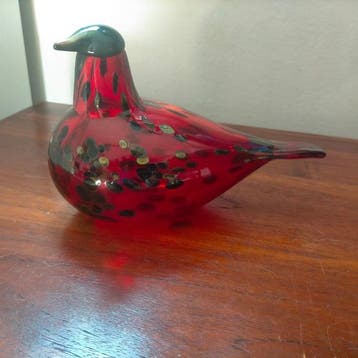 Iittala - Oiva Toikka - Schaal - robijn vogel - geblazen